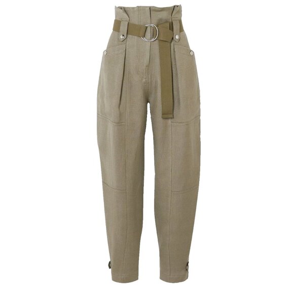 IRO Mohon Belted Army Green Cotton-Canvas Tapered Pants Women’s Size 34 FR US 2 - Picture 1 of 7
